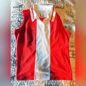 Lily’s BIGHORN Golf Club Sleeveless Polo L Red White Colorblock Sport Top